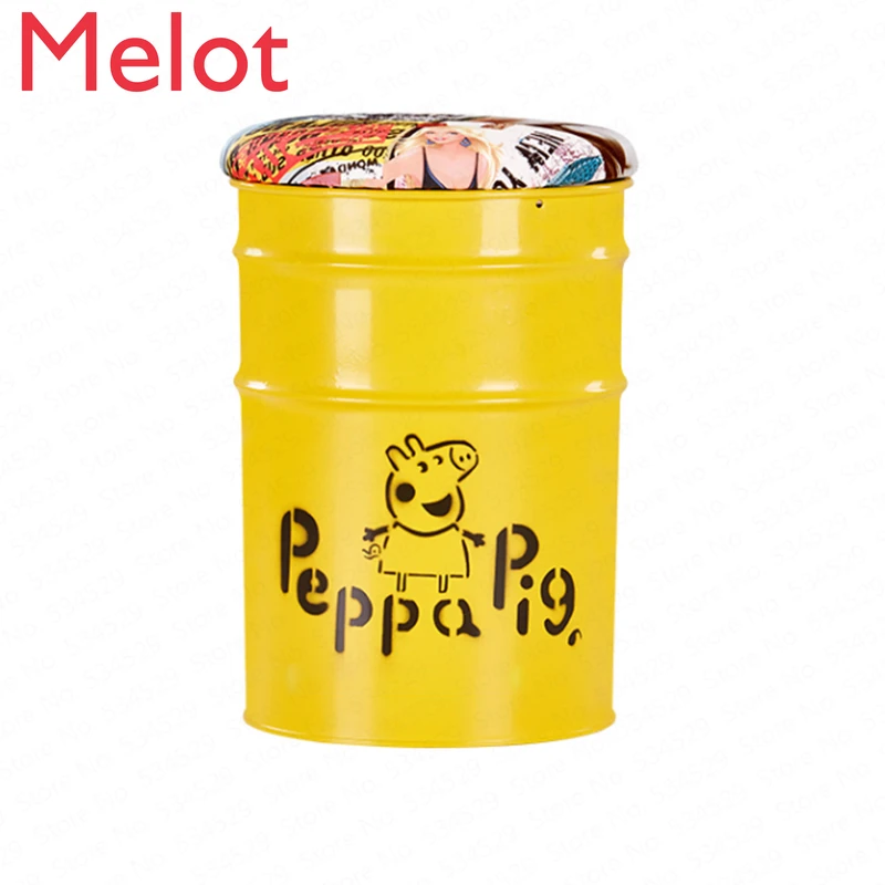 

Creative Iron Storage Stool Bar Sofa Paint Bucket Storage Iron Bucket Chair Round Bucket Stool Minimalist Modern