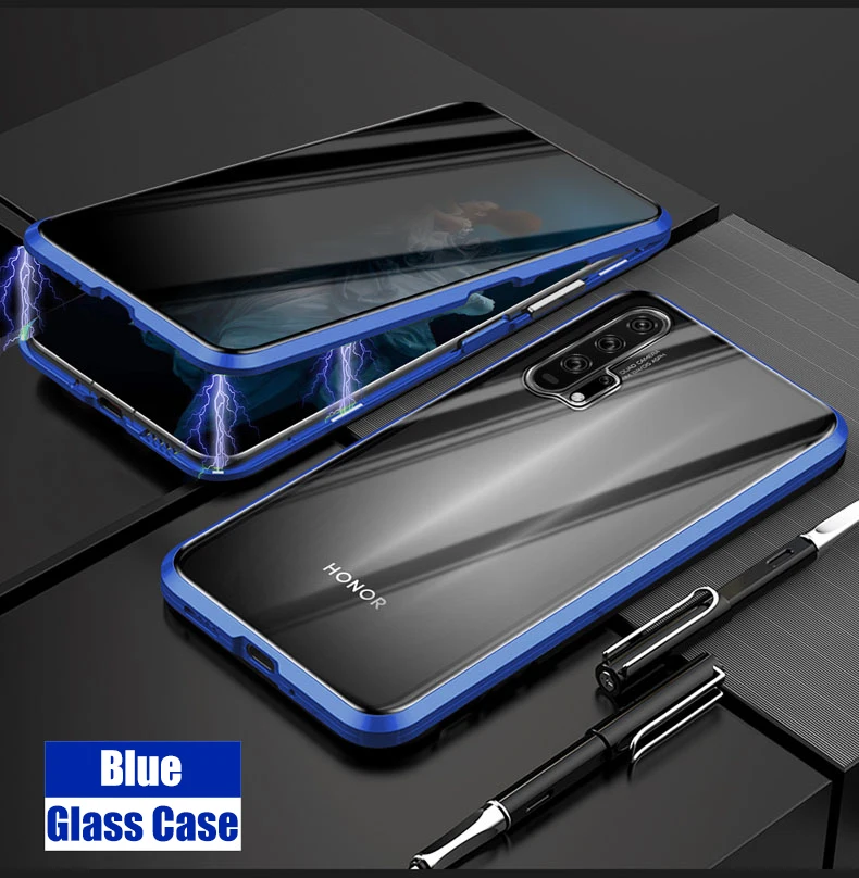Металлический магнитный чехол для телефона huawei Honor P20 P30 mate 20 30 8X 9X 20i V20 Nova 4 5 5i Pro Defense Peep двусторонний стеклянный чехол