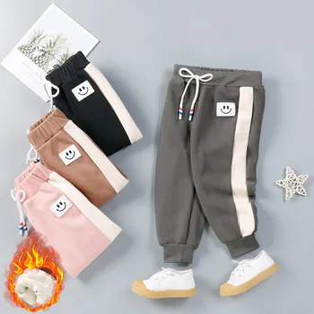 

INS hot baby boys pants warm winter plus velvet children clothing children's sport cotton trousers 0-5years old outwear A0182