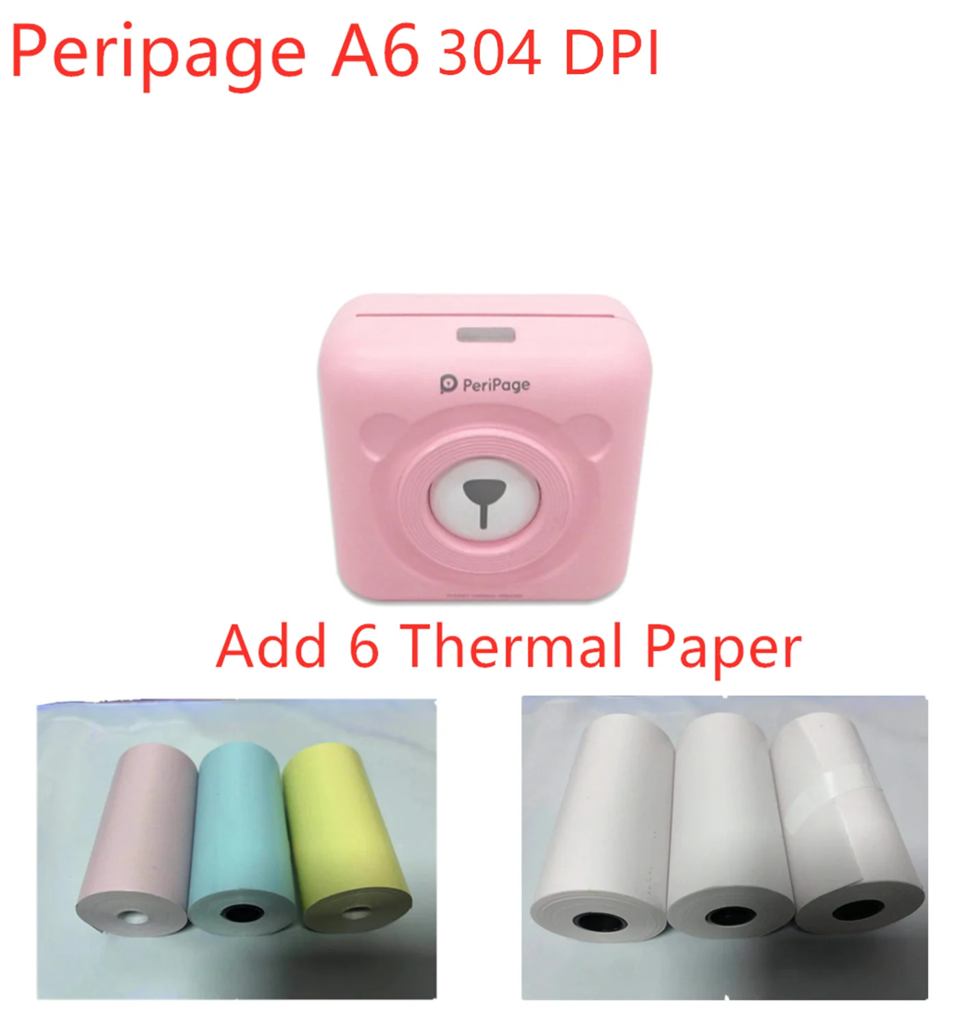 Peripage A6S Bluetooth портативный принтер 304 точек/дюйм Высокое разрешение Мини фотопринтер Термопринтер для мобильных телефонов Android/IOS