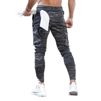 

2020 Men Sports Running Pants Casual Camouflage Fitness Trousers Breathable Elastic Waist Zipper Jogger Sweatpants with Pocket