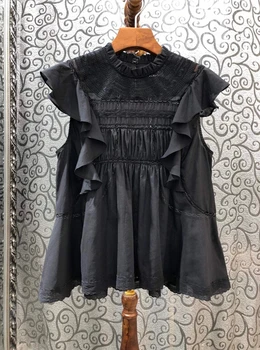 

Black/White Women Blouse 2020 New Spring Lace Hollow Out Sweet Ladies Shirt Top
