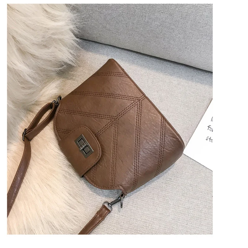Новая модная сумка на плечо в стиле ретро из искусственной кожи с вышивкой, модная Наплечная Сумка с отложным замком, маленькая сумка в стиле Гонконга, ретро-сумка