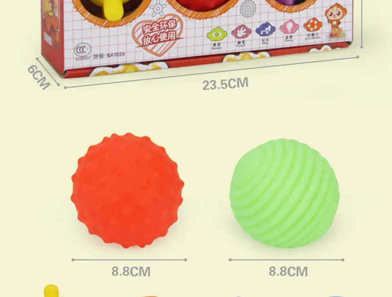 Игрушка для ванны 3-6-12 месяцев, детский Массажный мяч с частицами, набор массажных шариков, детские игрушки для воды