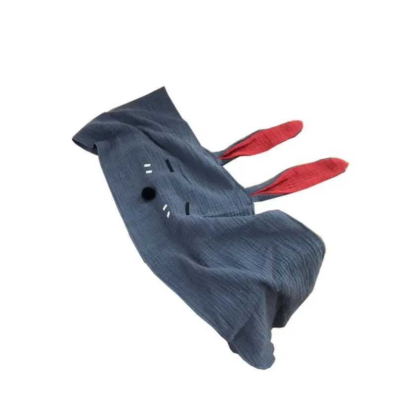 Dark Blue Мягкий детский хлопковый льняной зимний теплый шарф с длинными ушками кролика для маленьких девочек, воротники, шали, шейный платок - Цвет: Dark Blue