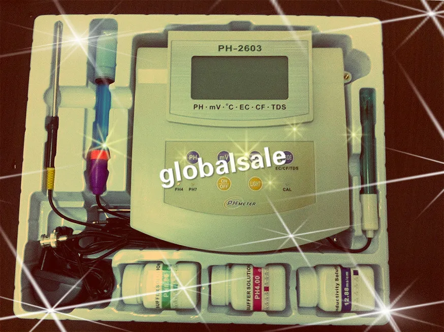 PH-2603 тестер качества воды, ph тестер, настольный ph метр, лабораторный pH тестер, ph orp tds ec cf, температура, ppm метр