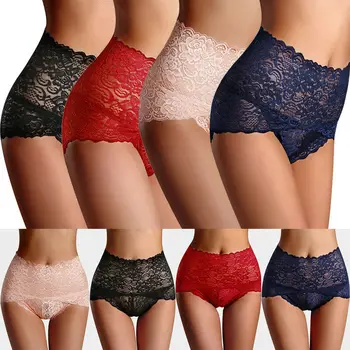 

Plus Size Sexy Lace Fashion Women High waist Soft Underpants Seamless Lingerie Briefs Hipster Underwear Panties Hot