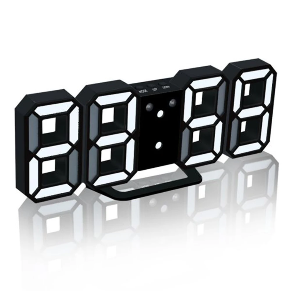 Цифровые настенные часы 3D Светодиодный Настольные часы будильник Время Температура Дата 24/12 час дисплей электронный будильник