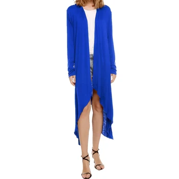 

Vacation Open Front Autumn Splice Irregular Dating Casual Fashion Knitted Women Cardigan Gift Solid Eye Catching Long Sleeve