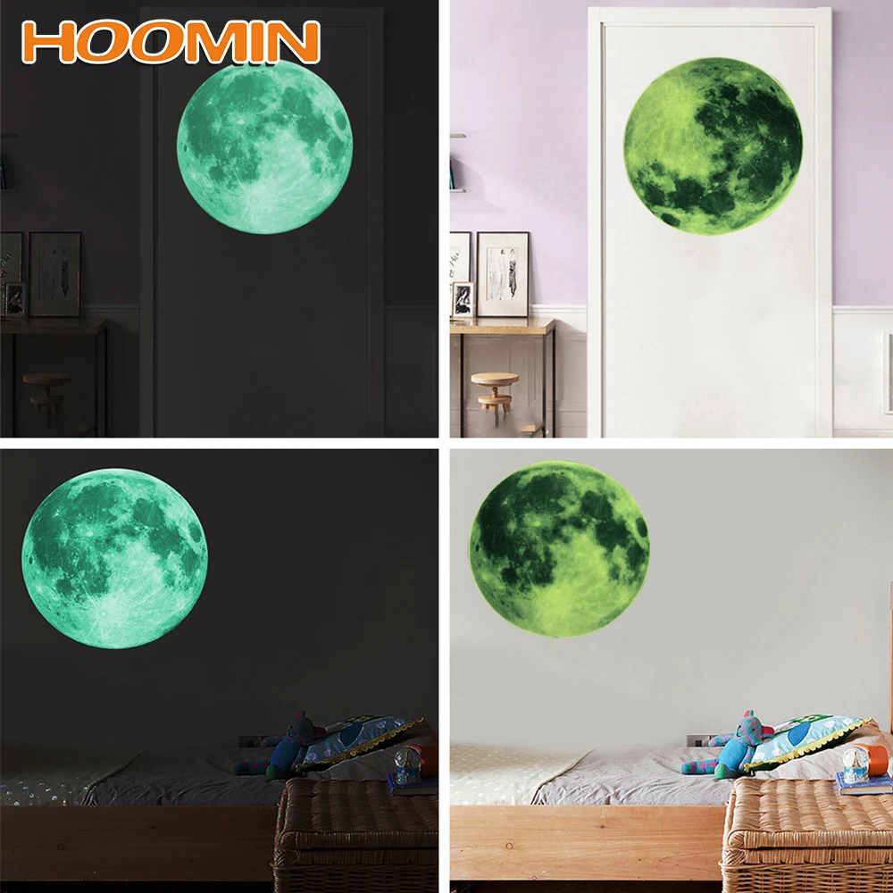 HOOMIN Refrigerator Stickers DIY Wallpapers 3D Wall Glow In The Dark for Kids Room Bedroom Luminous Moon | Дом и сад