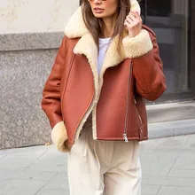 Women's Winter Jacket Coat Thick Faux Fur Punk Casual Long Coat Women Autumn Zipper Belt Leather Jacket Women 2021