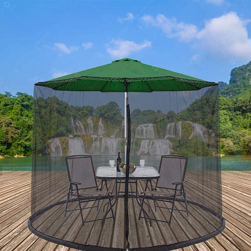 

Patio Umbrella Net Cover Installation-Free Adjustable Wind-Proof Mosquito-Proof Hanging Mesh Mosquito Net