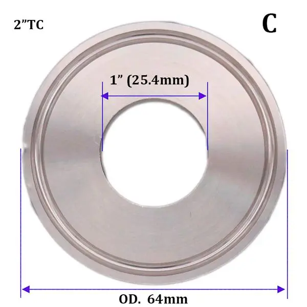 " Tri Clamp(64 м OD) торцевая крышка с сварным отверстием санитарно 304 нержавеющая сталь Homebrew пиво и ремесло пивоварения фитинг - Цвет: 25.4mm Cutout