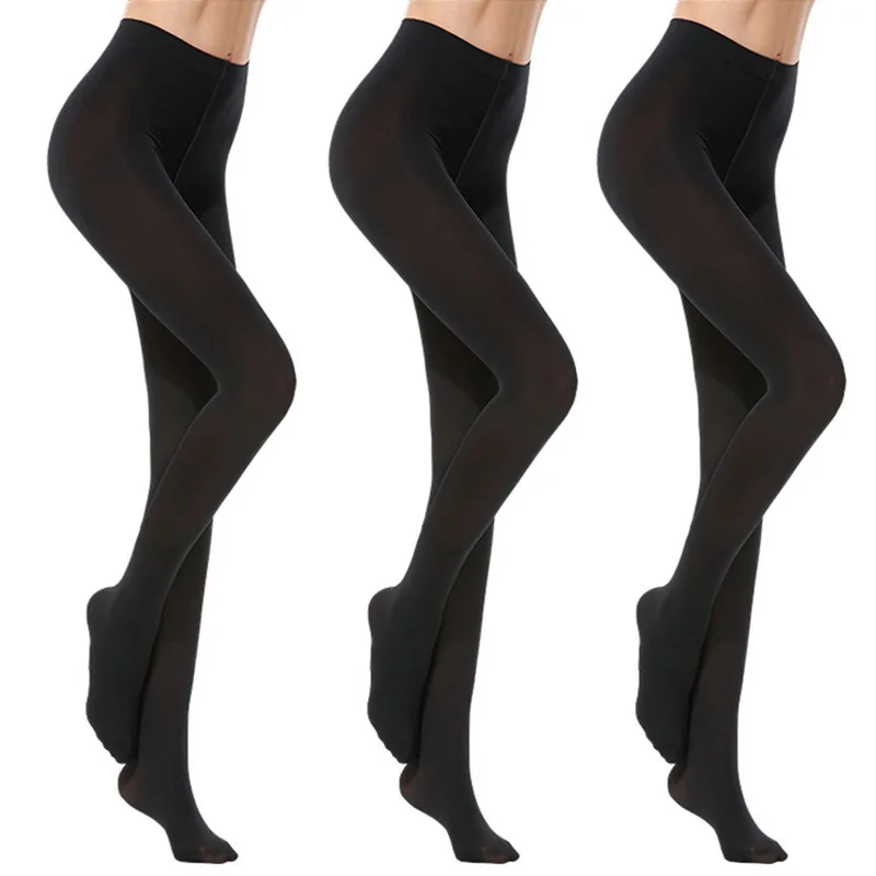 Black-3pc Для женщин анти-обдирного шлифования шелковые чулки, фиксирующиеся на бедрах, Высокая Талия 120D прозрачные плотно ультра из мягкой дышащей ткани леггинсы Высокое качество 1/2/3 предмета в комплекте - Цвет: Black-3pc