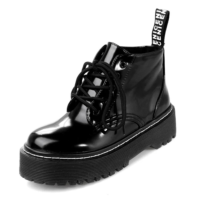 MAIERNISI/модные кожаные женские ботинки на платформе обувь на высоком каблуке ботинки высокого качества женские ботинки с ремешком размера плюс