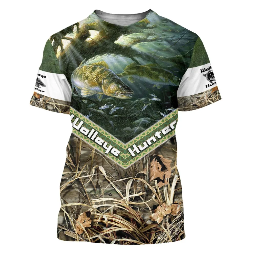 

Summer Men's t shirt 3D Walleye Fishing Printed T-Shirts Harajuku Casual short Sleeve Tee shirts Unisex Cool t-shirt