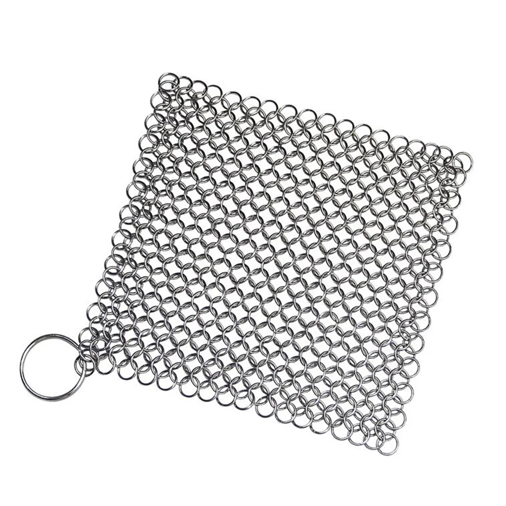 Cast Iron Cleaner Chainmail Scrubber with Pan Scraper, Upgraded