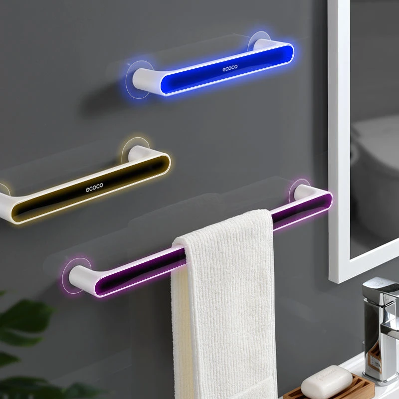 Bathroom Self Adhesive Plastic Single Towel Bar Rail Storage Rack Holder Rod KV 