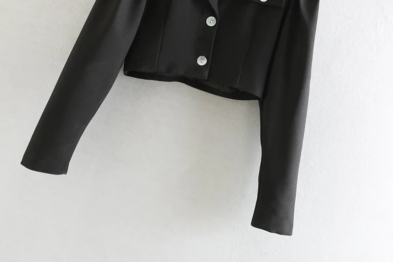 

Europe And America WOMEN'S Dress Retro Lantern Sleeve Solid Color Suit Collar Jacket Button Ornaments Short Elegant Casual Tops