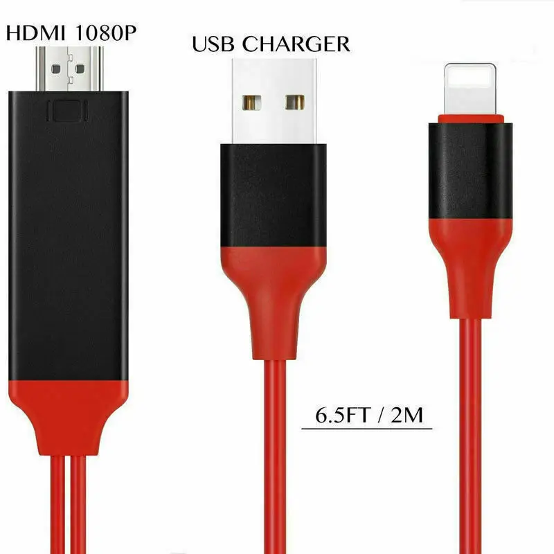 Lightning to HDMI кабель 2M 8 Pin 1080p tv AV адаптер USB зарядное устройство для iPhone iPad usb type c