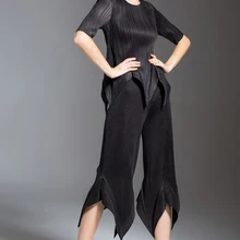 miyake женский топ с оборками с коротким рукавом invocures развертки эластичная футболка