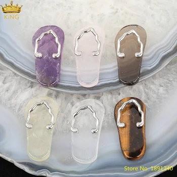 

5Pcs/Lot Natural Lemon Quartz White Quartz Smoky Color Quartz Shoes-Shape Pendant For Necklace DIY Jewelry Accessories SA-45KBH