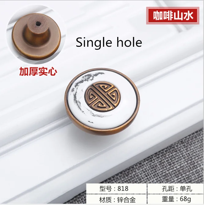 Single hole 3,75 ''5'' деревенские кухонные ручки рукоятки в античном стиле бронзовые керамические цветочные нажимные дверные ручки шкафа тянет ручка комода Аппаратные средства - Цвет: Single hole