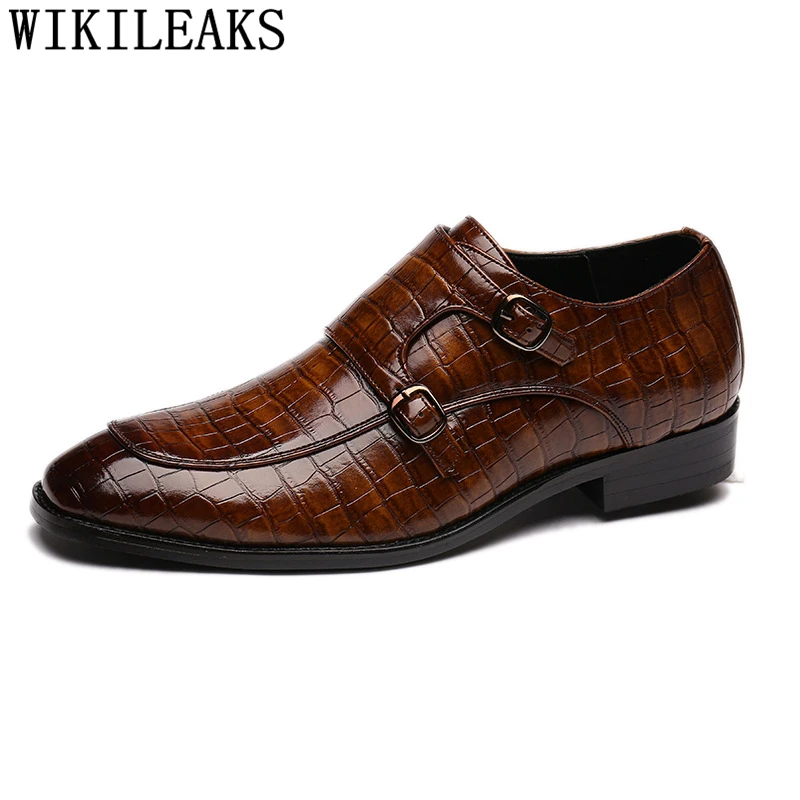 

Туфли Monk Strap мужские классические, свадебные классические туфли для парикмахера, офисная обувь, Формальные вечерние туфли под крокодиловую кожу, элегантные, большие размеры