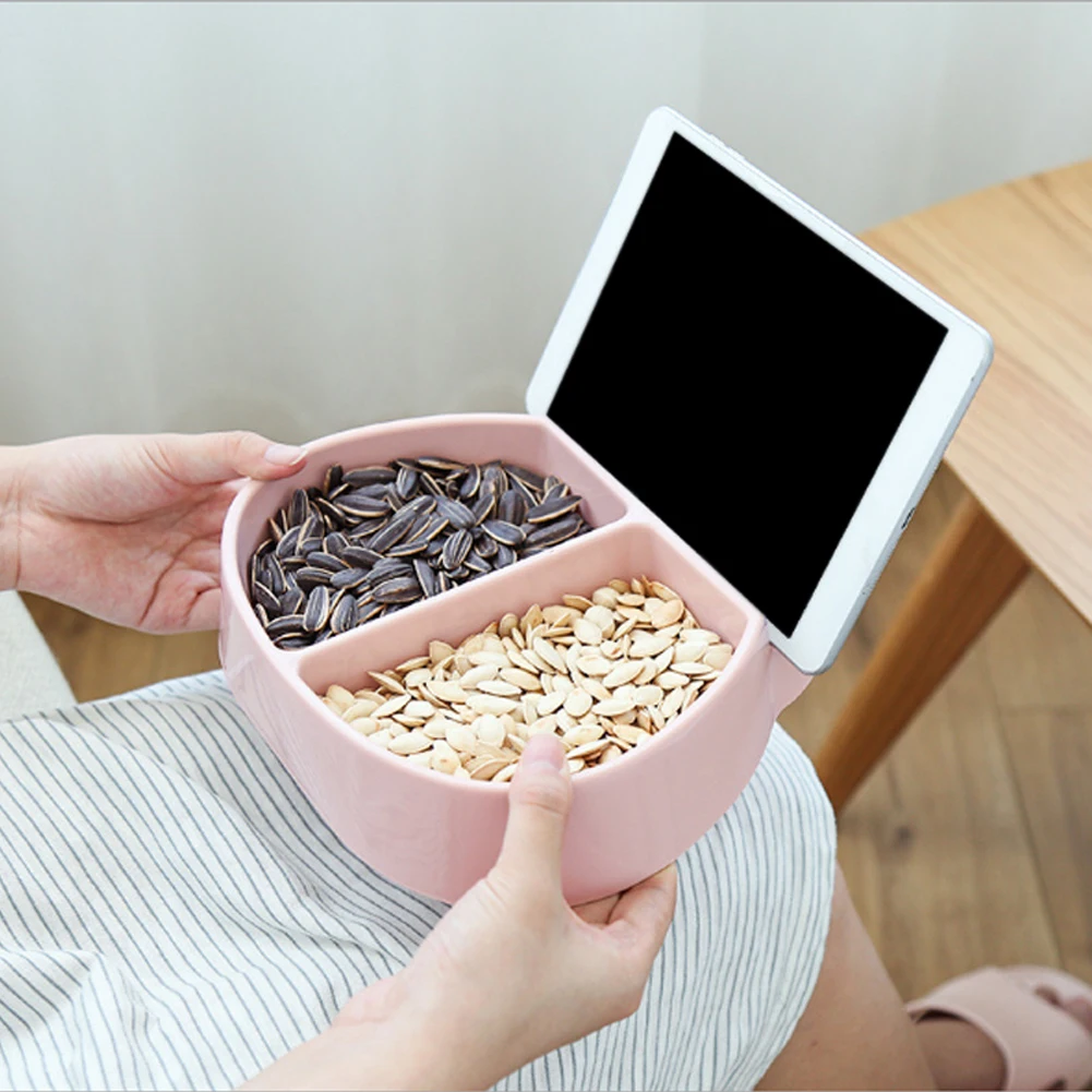 Dried Fruit Melon Compartment Plate Dormitory Snack Tray Multifunctional Living Room Candy Desserts Food Storage Phone Holder