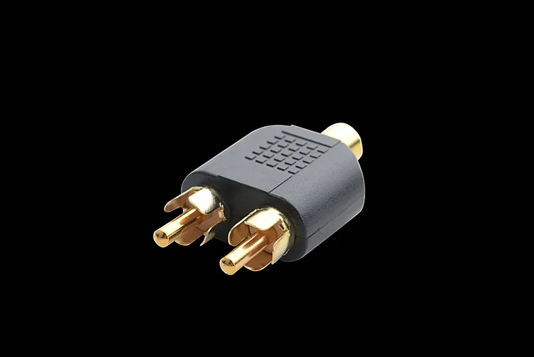 New 1RCA Female to 2RCA Male Adapter AV Audio Video Plug RCA Female to Male RCA Y Splitter Cable Black for PC HDTV MP3/4/5