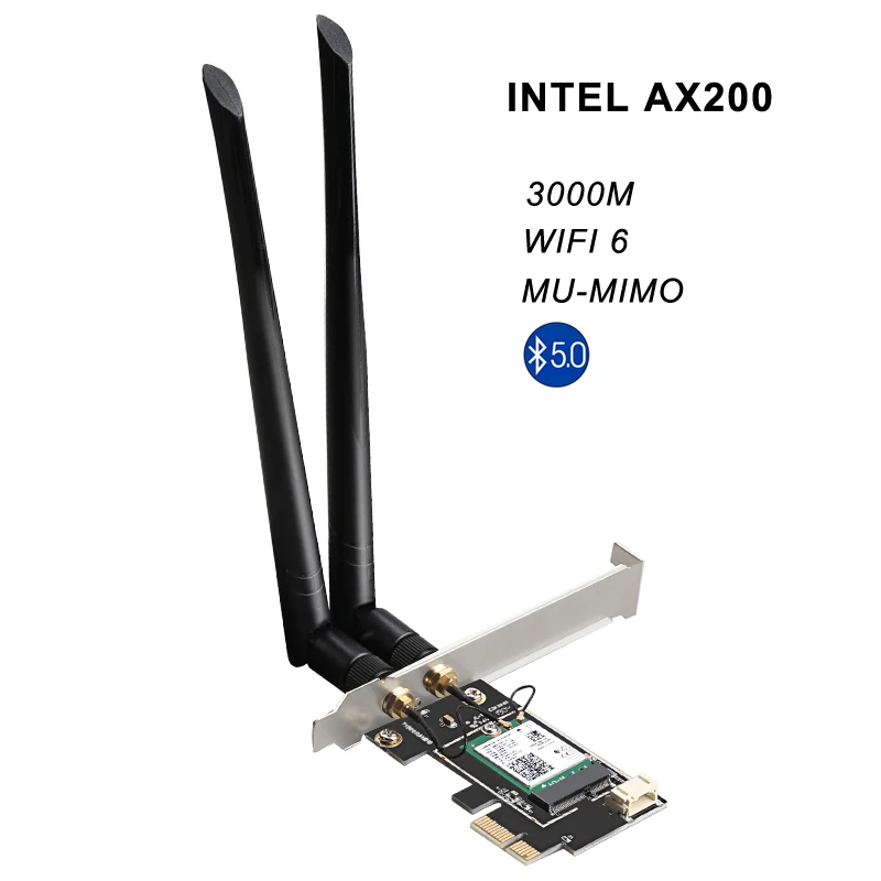 Адаптер DIEWU PCIE WiFi6 беспроводная сетевая карта Bluetooth 3000 м с процессором INTEL AX200 |