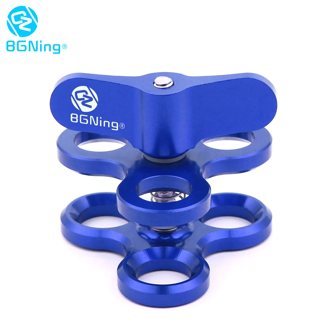 Blue BGNing Logo Тройной Шаровой Зажим 3 отверстия подводный кронштейн для дайвинга фотография факела алюминий дайвинг огни мяч бабочка клип крепление - Цвет: Blue BGNing Logo