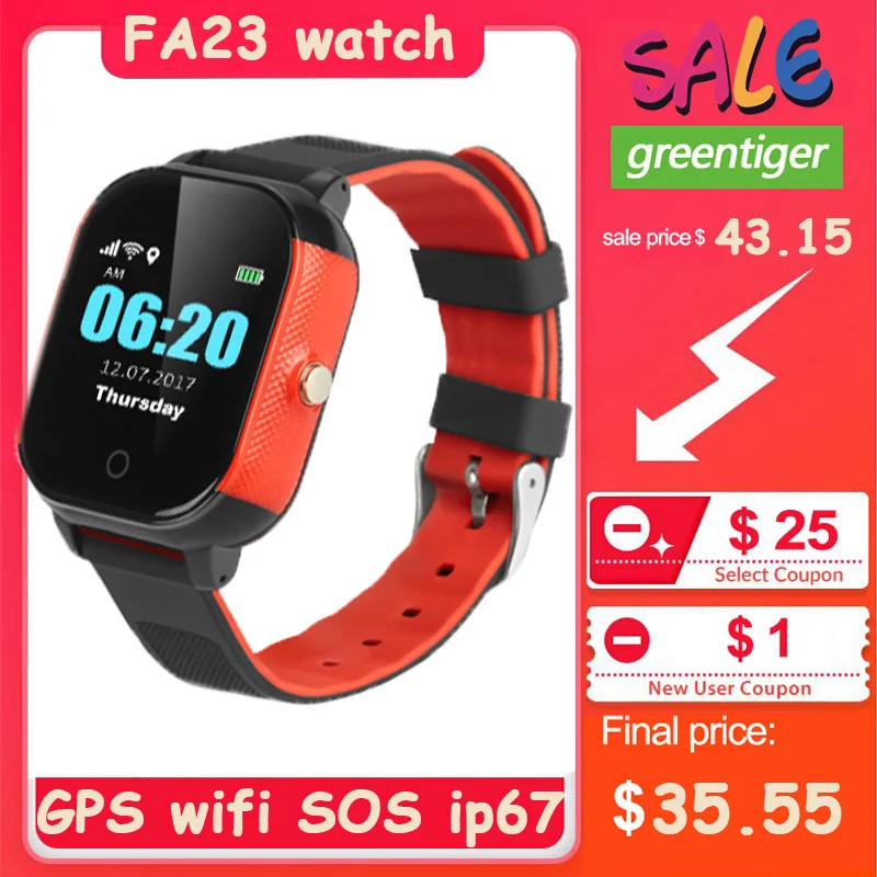 FA23 Детские Смарт-часы Детские сим-карты сенсорный экран gps wifi SOS трекер IP67 водонепроницаемый детский будильник анти-потеря умные часы