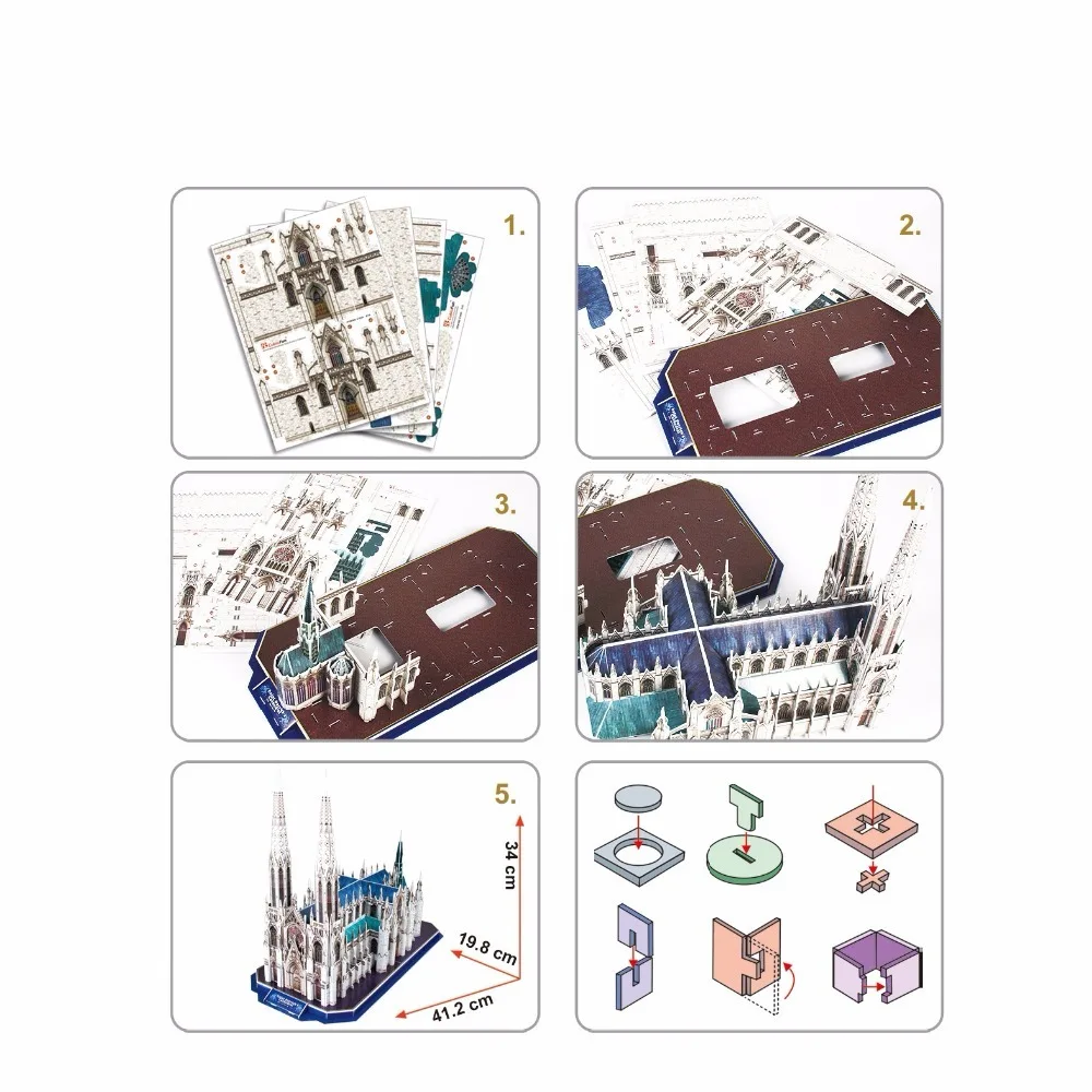 Classic Jigsaw Puzzle New York St Patrick's Church DIY Enlighten Construction Brick Toys Scale Models Sets City For Children