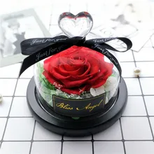 BEAUTY AND THE BEAST Eternal Flower Glass Cover Fresh Rose Girlfriend Birthday Creative Gift Rose in Glass Demo