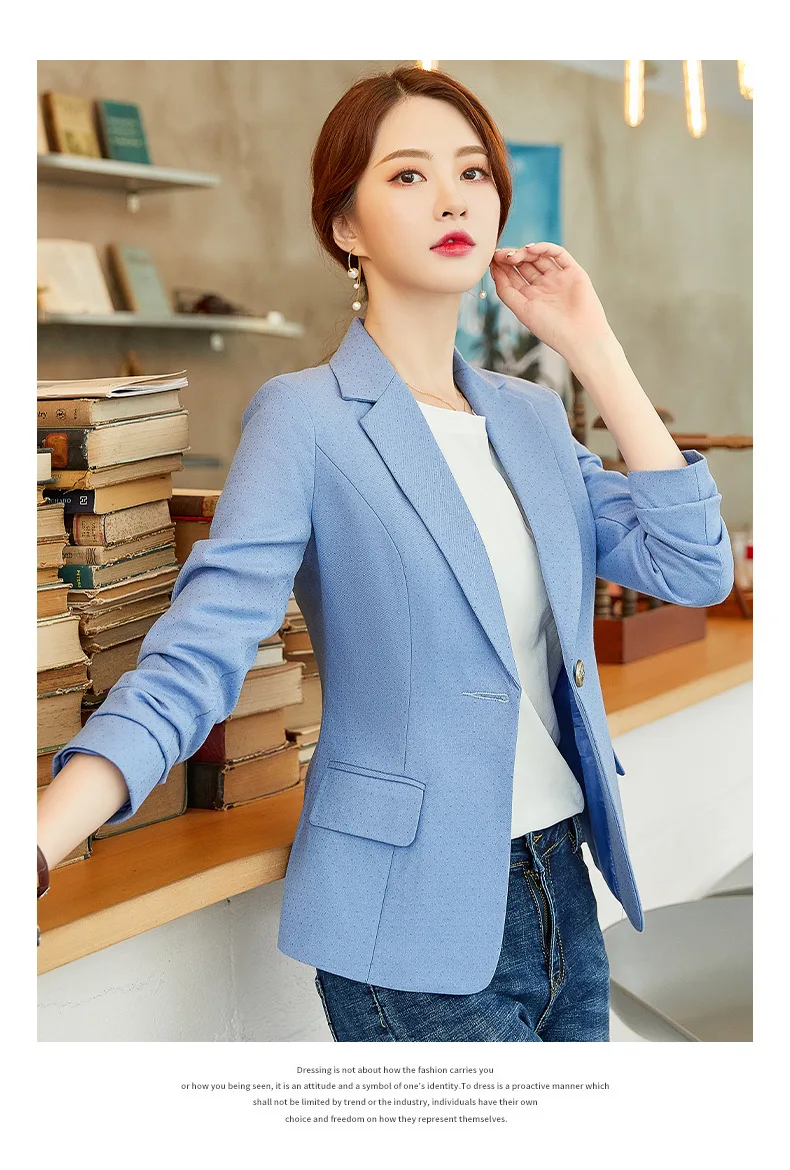 Small Suit Coat Women's Spring And Summer New Style One-Button Long Sleeve Slim Fit Women's Versatile White Collar Leisure