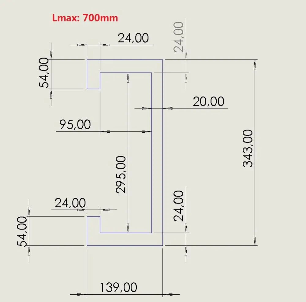 T2 CNC защита нейлон ниже, ширина 343 мм x высота 139 мм x Lmax 700 мм