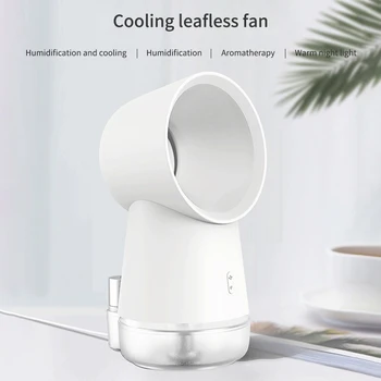 

Mini USB Fan Cool Air Hand Held Travel Cooler Bladeless Humidification Night Light Spray Fans Power Bladeless Spray Fan