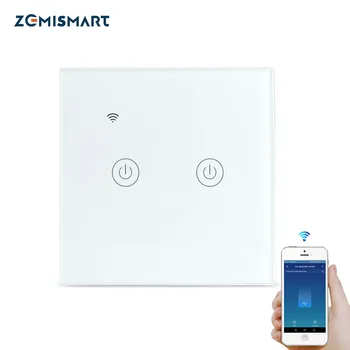 

EU Tuya WiFi Smart Light Switch One Two Gang Wall Switches No Neutral Wire Required Alexa Google Home Control