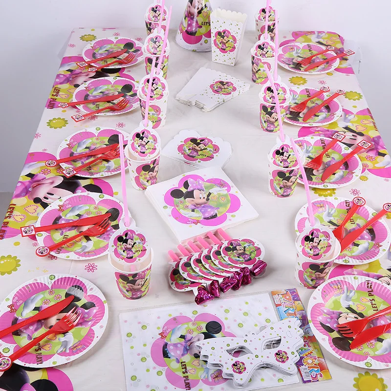 10 детских одноразовых столовых приборов с Минни Маус, праздничные принадлежности для дня рождения, праздничные украшения для мальчиков, вечерние принадлежности