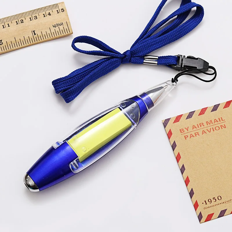 Multifunction Pen Ink Ballpoint Pen Multifunctional Ballpoint Pen Creative Stationery Sticky Notes Lanyard LED Light Pen 1pc