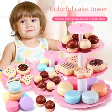 23Pcs Kids Role Play Simulation Birthday Cake Stand Removable Macaron Shelf Early Educational Kids Toy