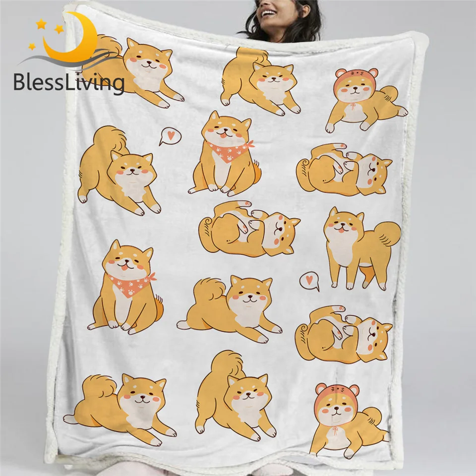 Fleece Blanket Sherpa Throw Super Soft Shiba Inu Warm 39 x 55 Inches pet 
