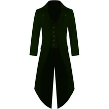 Мужские стимпанк Винтаж куртка Готический, викторианской эпохи пальто смокинг с лацканами длинный рукав; пуговицы одноцветные Цвет