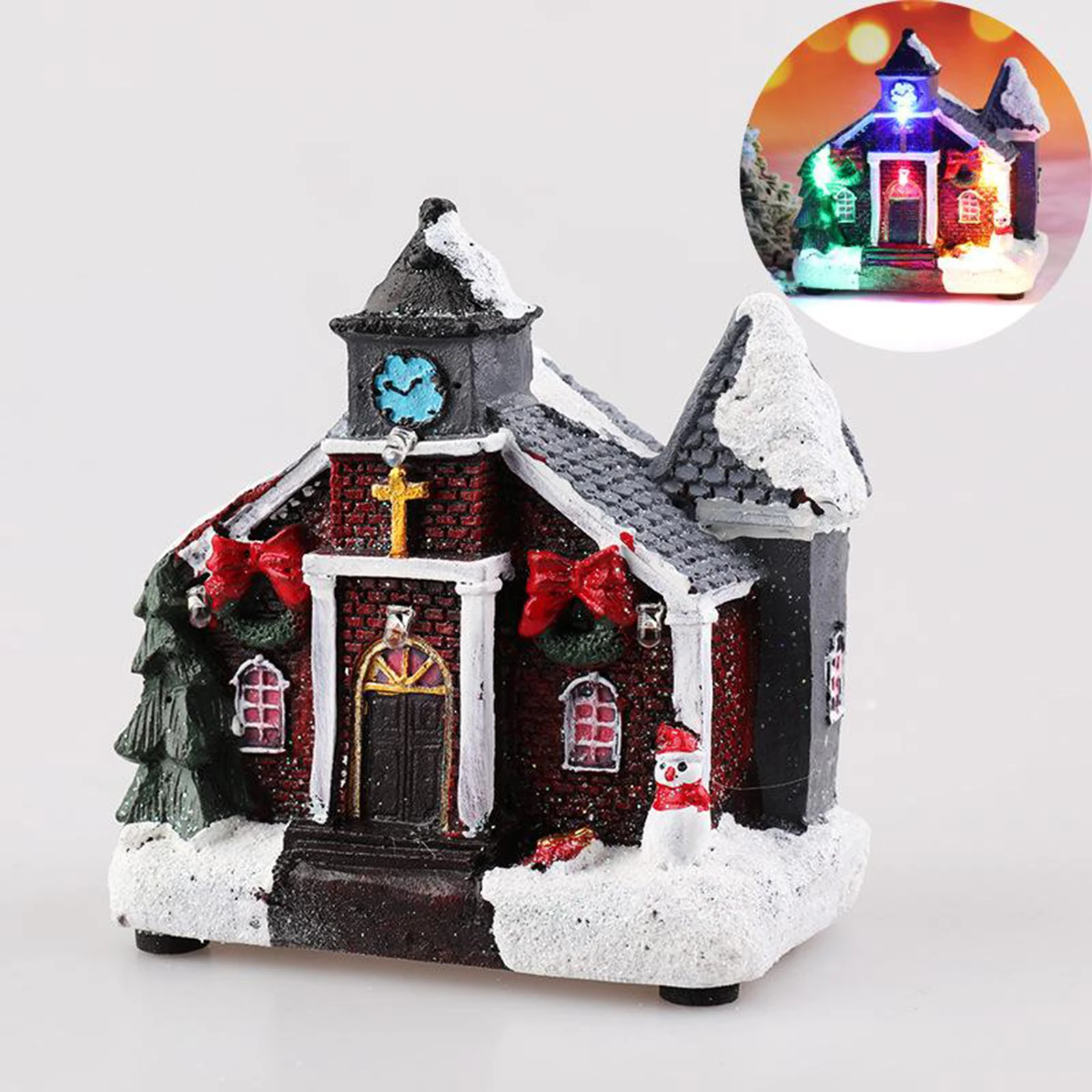 Tabletop Christmas Village Decoration Centerpiece, Home Xmas Party Bedroom Living Room Desktop Decor