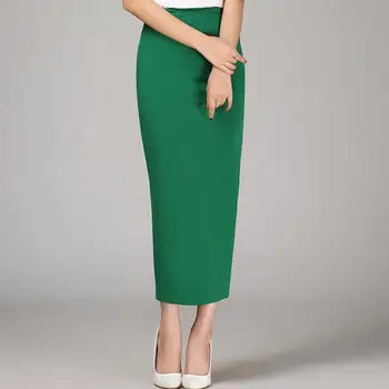 

New Split Women Long Skirt Casual Skirt High Waist Straight Plus Size Solid Natural Acrylic,cotton Ankle-length