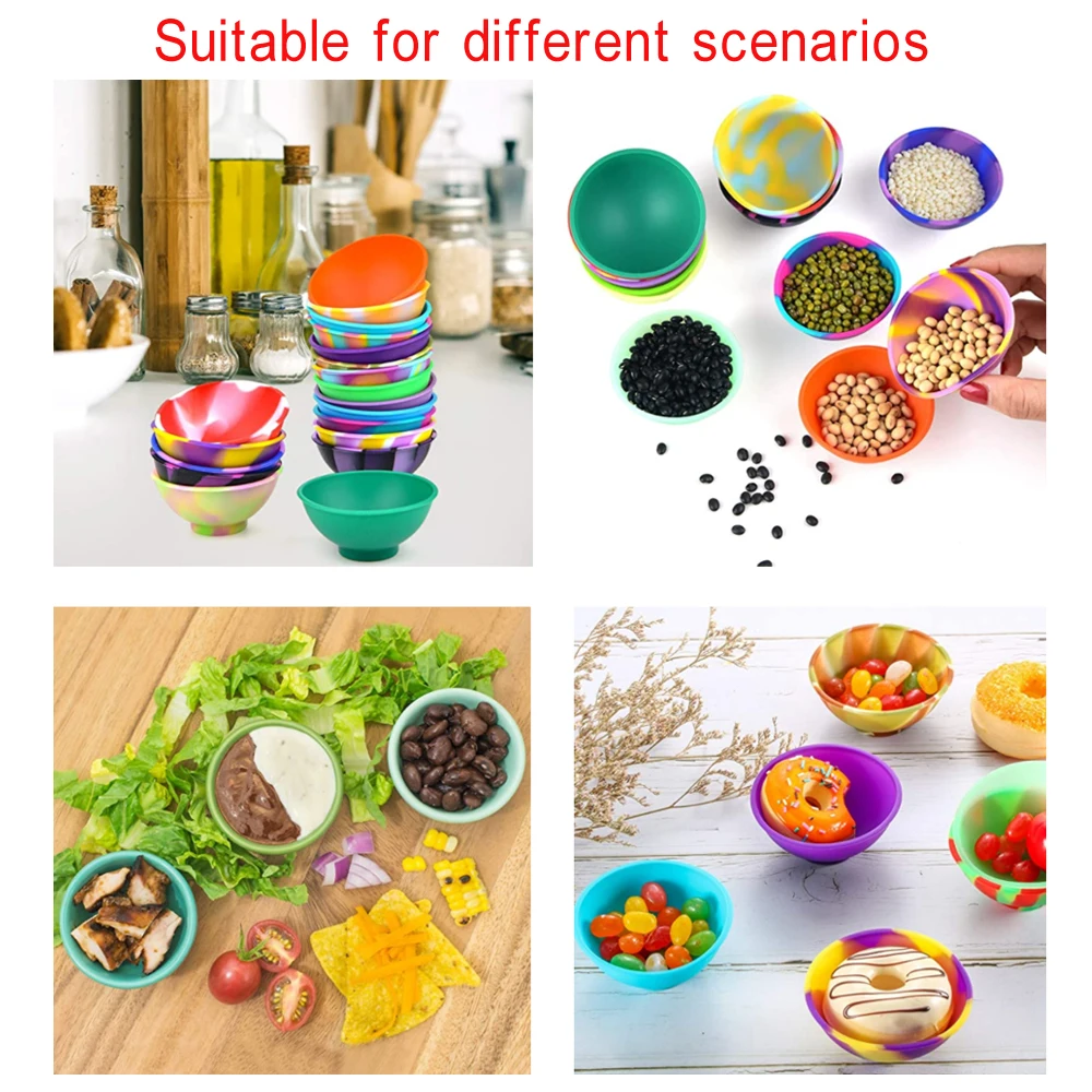 2pcs Silicone Bowls with Lids Set, Reusable Food Container with