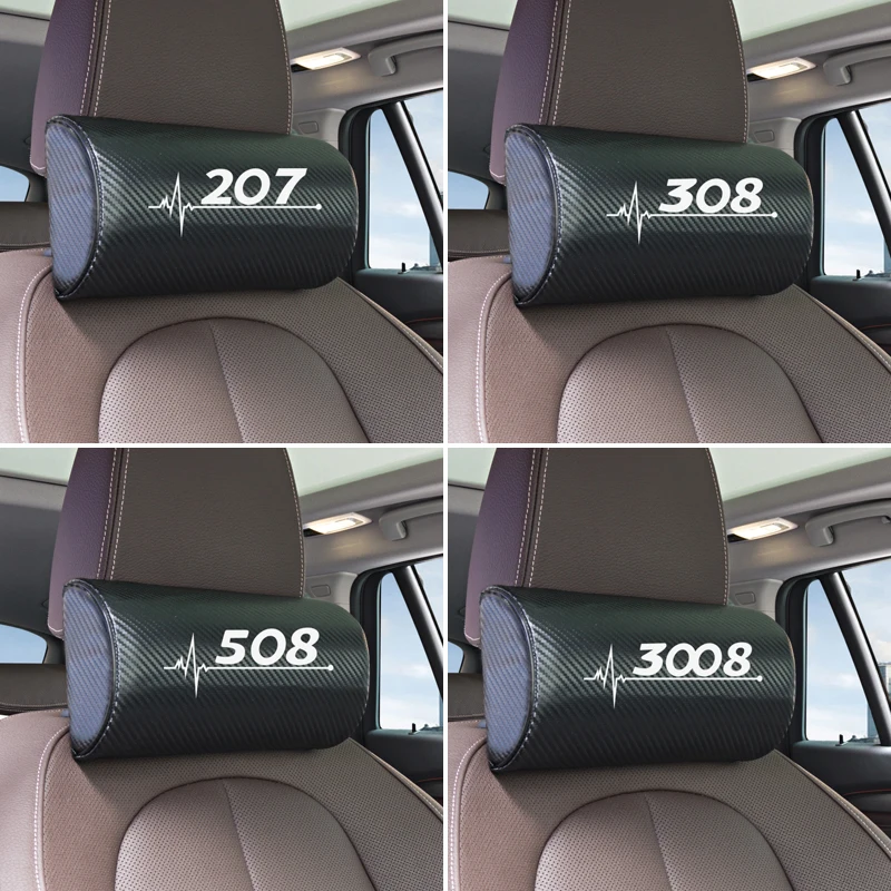 

car neck pillows both side pu leather single headrest for Peugeot 206 207 208 306 307 308 407 408 508 2008 3008 car accessories