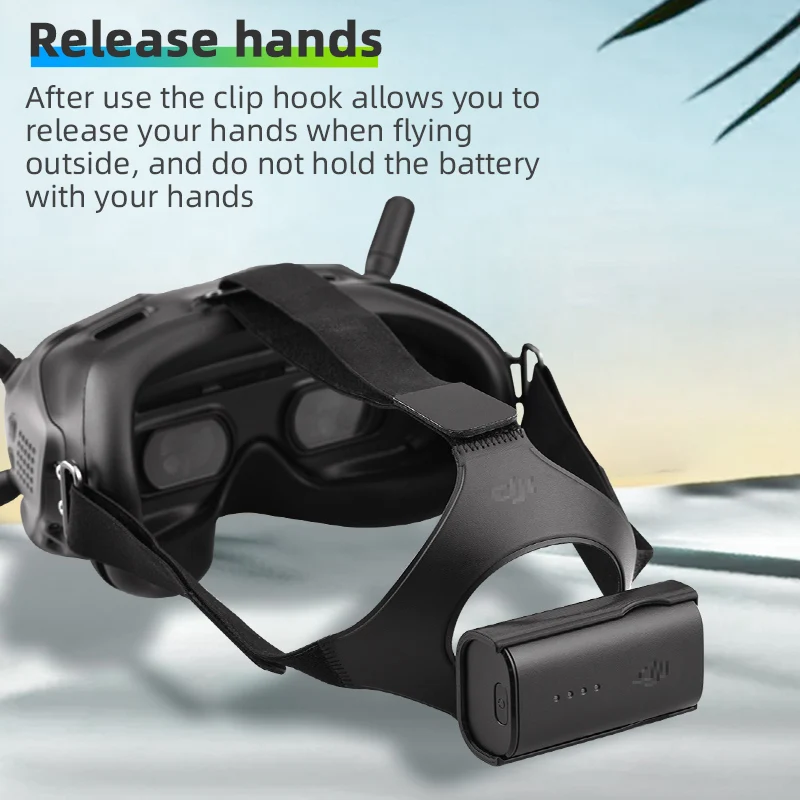 clip hook allows you to release your hands when flying outside . do not hold the battery with