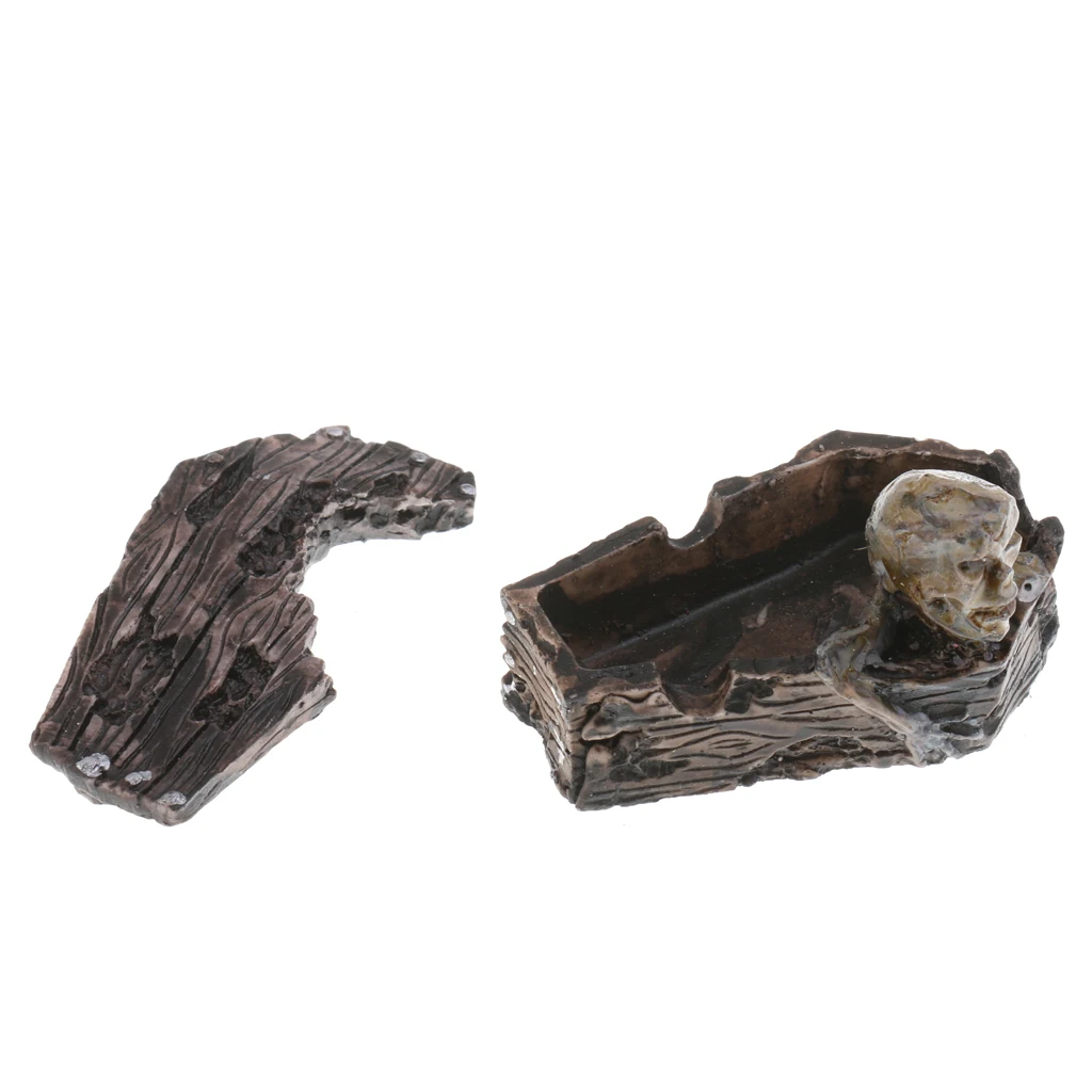 Resin Action Figure Zombie in Coffin Handmade Crafts for Home Office Decor